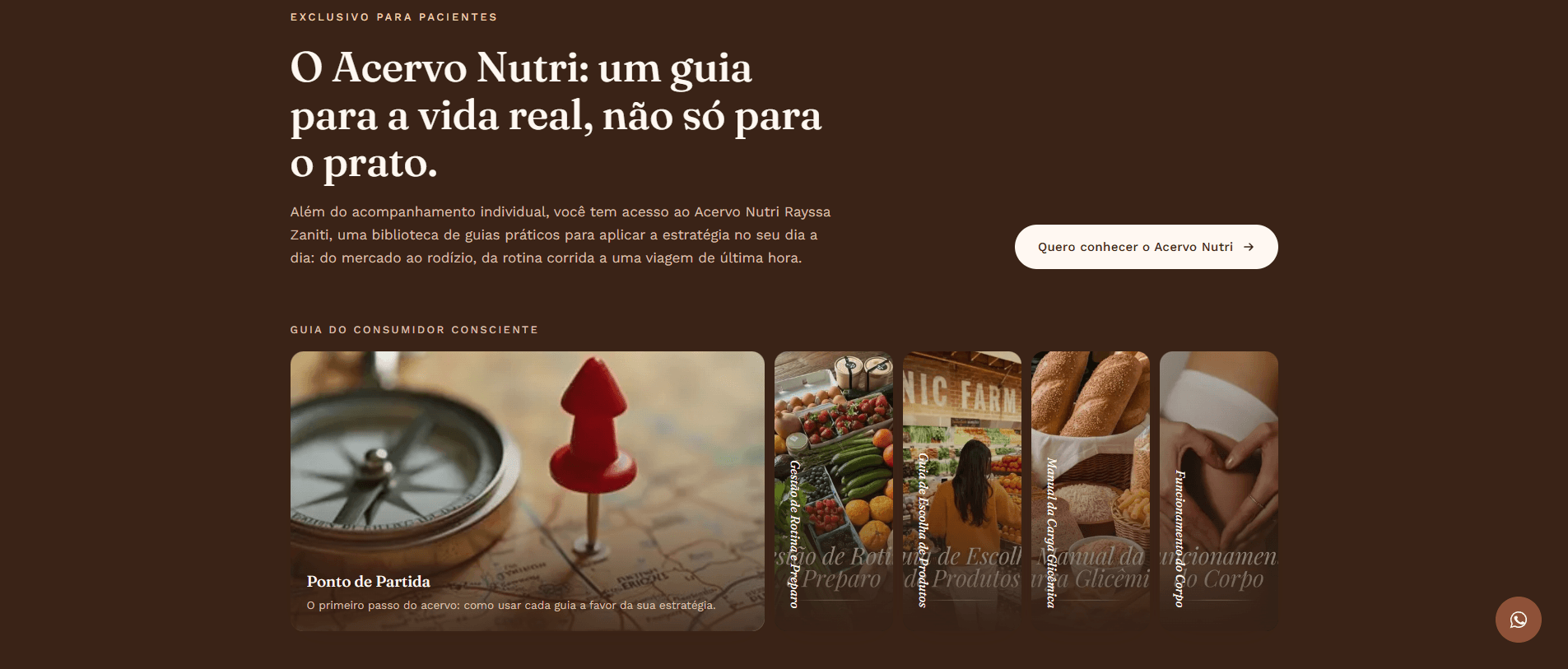 Seção Acervo Nutri com coleção de guias para pacientes