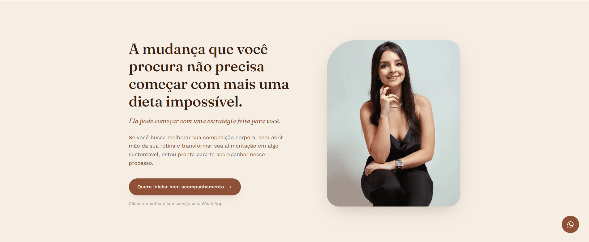 Seção final com retrato de Rayssa e convite ao acompanhamento